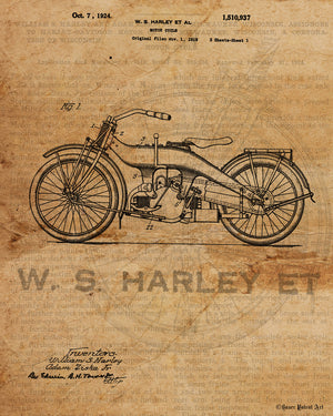 VINTAGE PATENT DRAWING of Harley Davidson Canvas Print