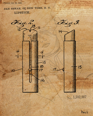 
                
                    Load image into Gallery viewer, VINTAGE PATENT DRAWING of Lipstick Canvas Print
                
            