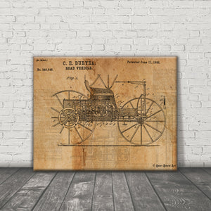 VINTAGE PATENT DRAWING of Road Vehicle Canvas Print