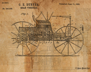 VINTAGE PATENT DRAWING of Road Vehicle Canvas Print